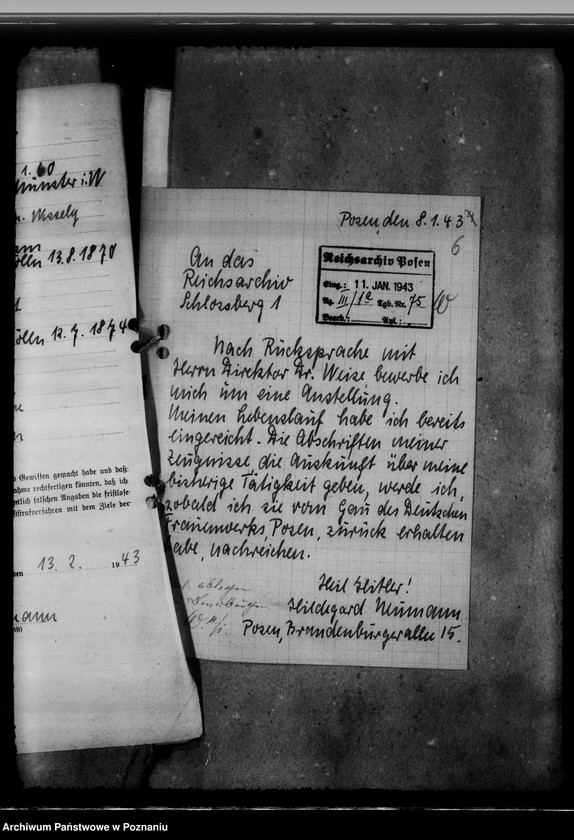 Obraz 10 z jednostki "Personalakten der Angestellten im Reichsarchiv - Posen, Hildegard Neumann"