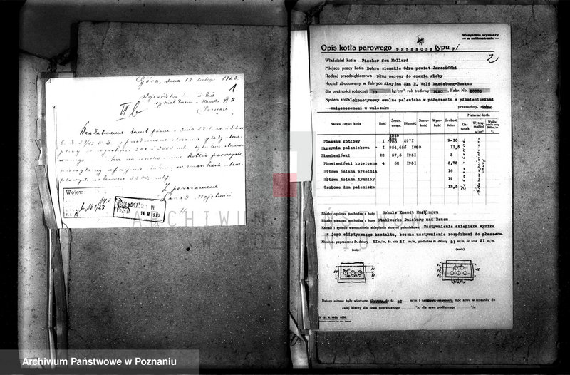 Obraz 5 z jednostki "Majętność Góra pow. jarociński, własność Fischer von Mollard nr fabr. kotła 200005 nr woj. kotła 93"