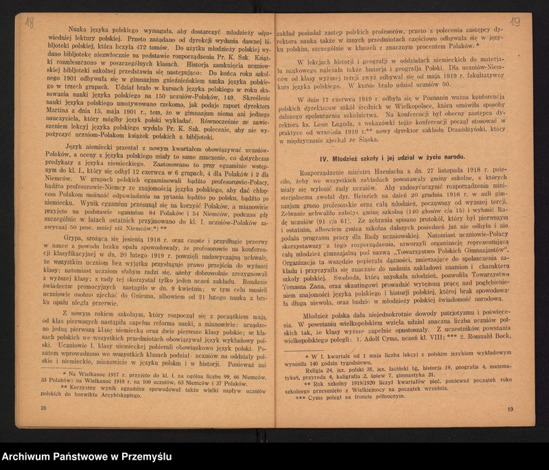 image.from.unit.number "Sprawozdanie Dyrekcji Państw[owego] Gimnazjum im. Bolesł[awa] Chrobrego w Gnieźnie za lata 1918/19-1928/29"