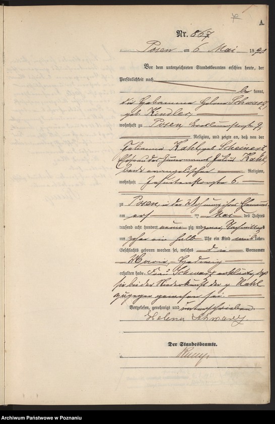 Obraz 10 z jednostki "Księga urodzeń t. III"