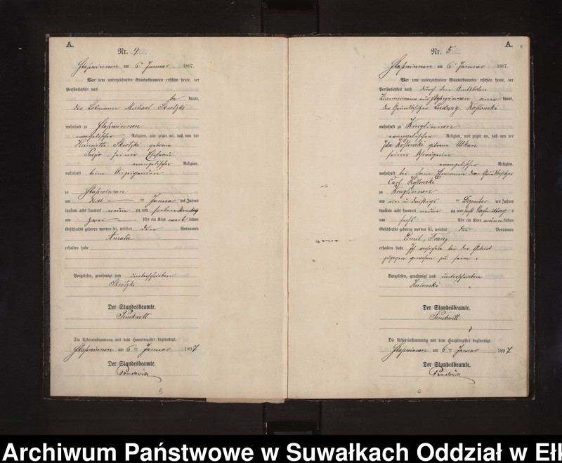 image.from.unit.number "Geburts-Neben-Register des Preussischen Standes-Amtes Stasswinnen Kreis Lötzen"