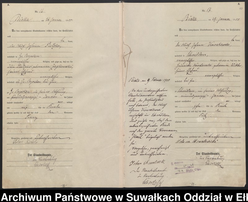 image.from.unit.number "Geburts-Haupt-Register des Königlichen Preussischen Standes-Amtes Belzonzen Kreis Johannisburg"