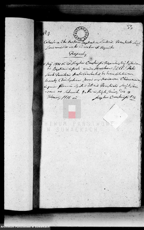image.from.unit.number "Annexa urodzonych metryk Gminy Święto Jeziorskiej powiatu sejneńskiego 1816"
