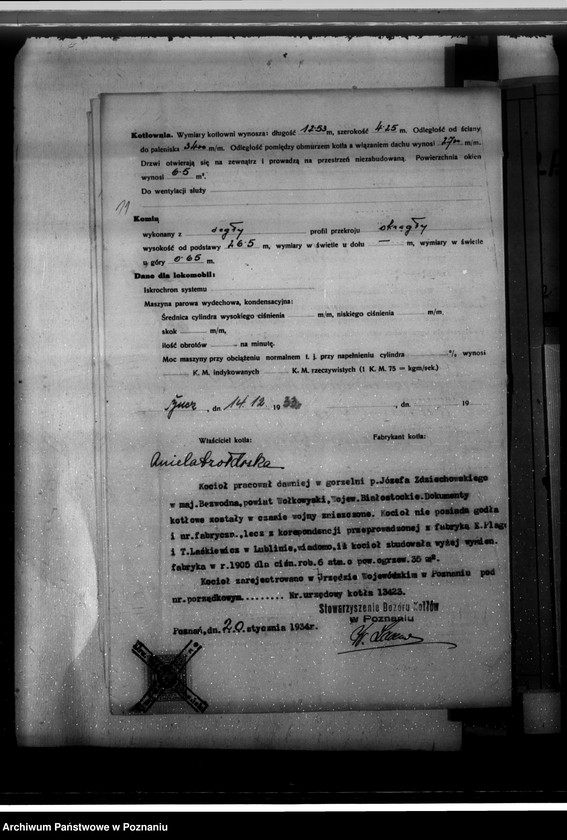 Obraz 15 z jednostki "Gorzelnia rolnicza w Buczu - hr. A. Szołdrskiej, pow. kościański nr woj. kotła 6609"