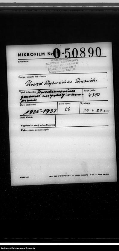 Obraz 2 z jednostki "Kwestionariusz Gazowni miejskiej w Czempiniu"