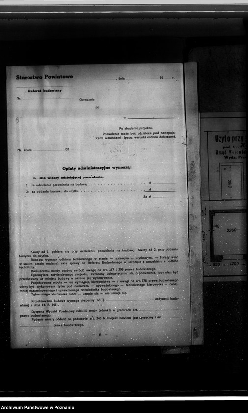 Obraz 10 z jednostki "Cukrownia Witaszyce pow. jarociński /pozwolenie na budowę budynku dla wytwórni acetylenu/"