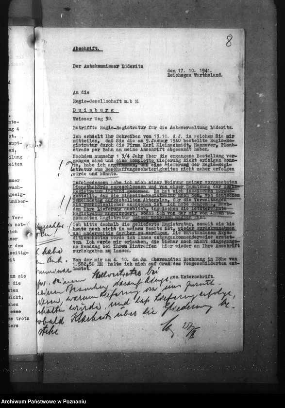 Obraz 12 z jednostki "Aufbau der Registraturen bei den Amtskommissaren"