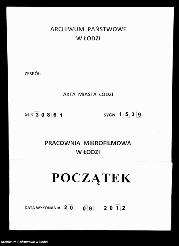 Obraz 1 z jednostki "Rachunek kasy ekonomicznej m. Łodzi za rok 1854"