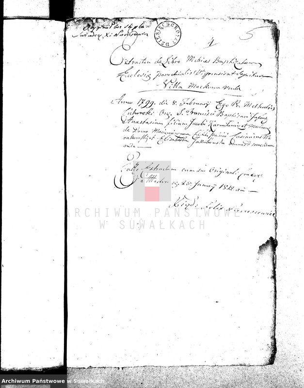 image.from.unit.number "Dowody służące do Akt Ślubnych Urzędnika Stanu Cywilnego Gminy Wigierskiey Od dnia 1 Stycznia 1822 r."