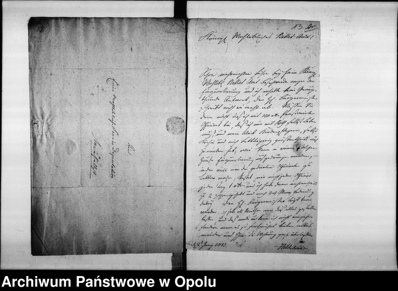 Obraz 13 z jednostki "[...] die Gegenstände der Quartire, Verpflegung der Einquartirung, Quartirs - Geldbeiträge von May, Juny, July und August 1813 Vol. I"