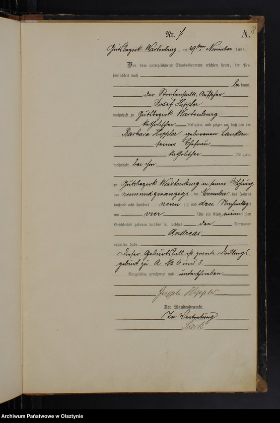 image.from.unit.number "Geburts-Haupt-Register Nr 1 - 9"