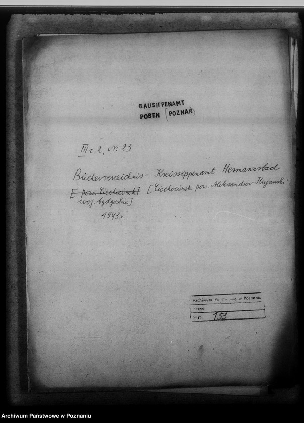image.from.unit.number "Bücherverzeichnis, Kreissippenamt Hermannsbad [Ciechocinek powiat Aleksandrów Kujawski, województwo bydgoskie]"