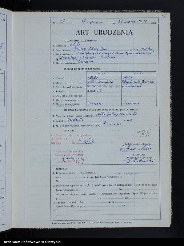 image.from.unit.number "Księga urodzeń Nr 1 - 57, 1-57, 1-74 /przepisana w języku polskim z oryginału niemieckiego w dniu 10.12.1956r./"