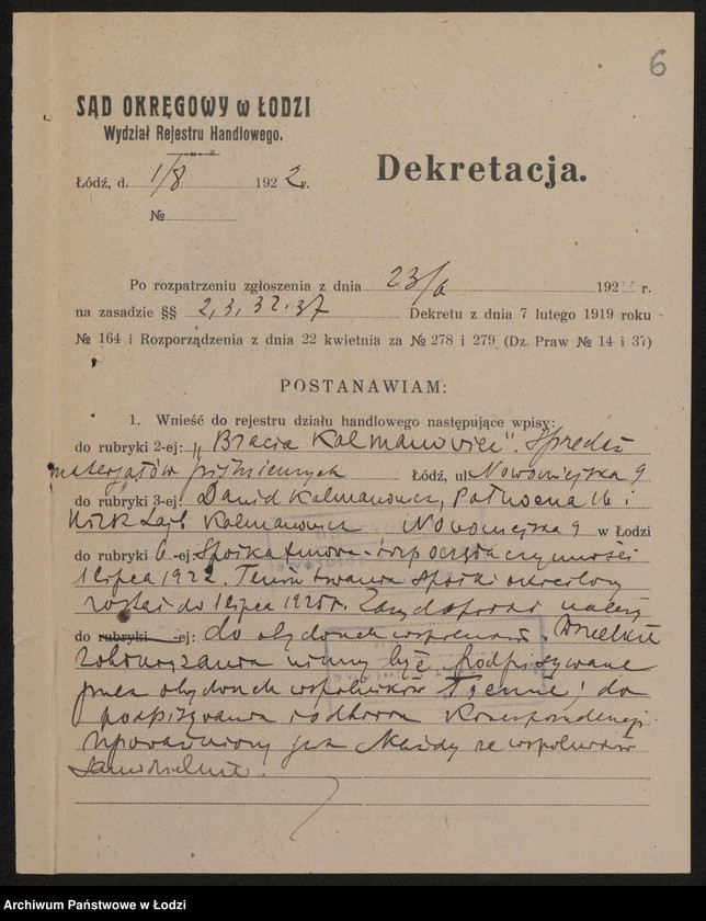 Obraz 8 z jednostki "Bracia Kalmanowicz i S-ka – sprzedaż materiałów piśmiennych"