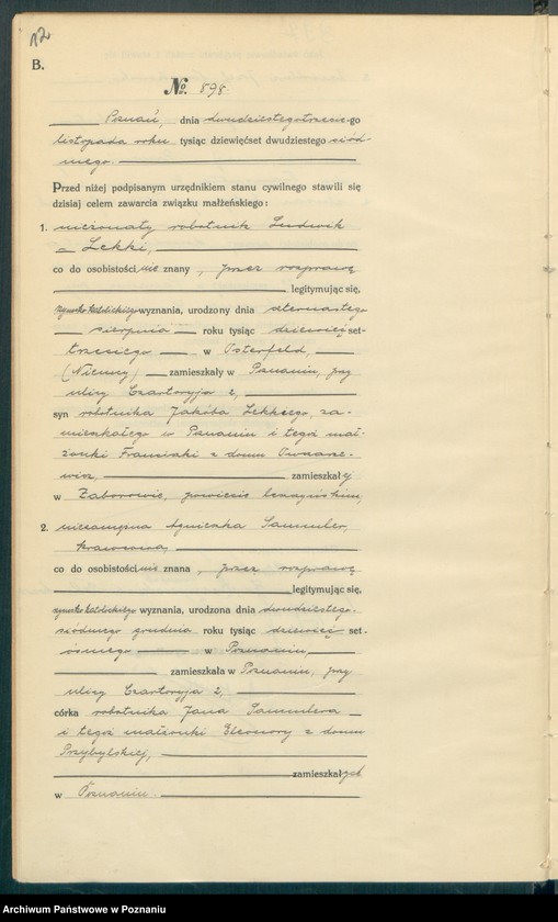 Obraz 14 z jednostki "Księga miejscowa małżeństw tom IV [Rejestr główny małżeństw]"