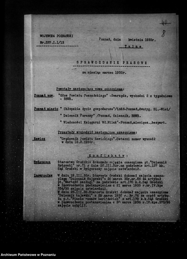 Obraz 12 z jednostki "Sprawozdania prasowe za czas od stycznia do grudnia 1935 r."