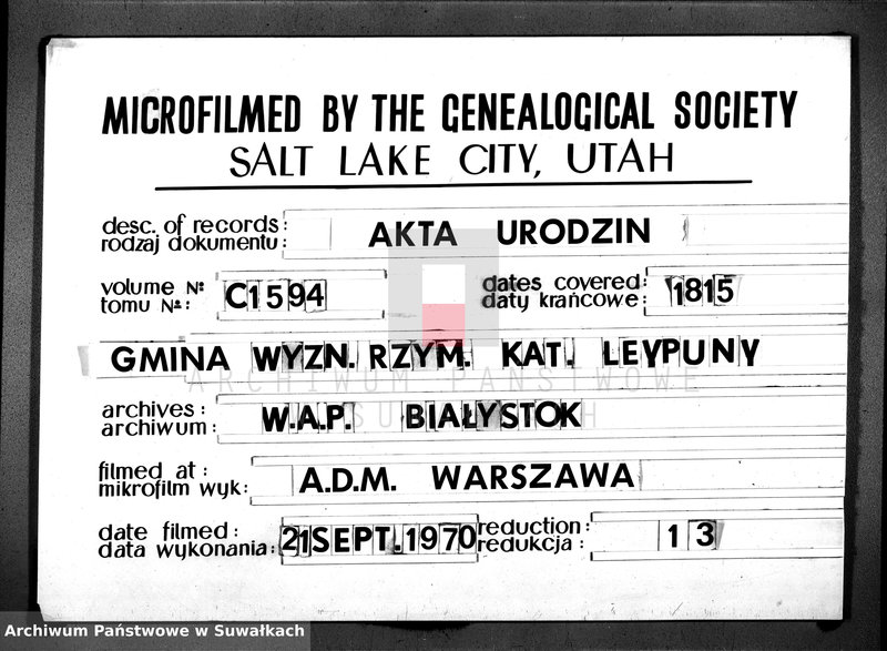 image.from.unit.number "Księga Aktów Cywilnych Urodzenia Gminy Leypuńskiej od 1-o Stycznia 1815-o Roku"