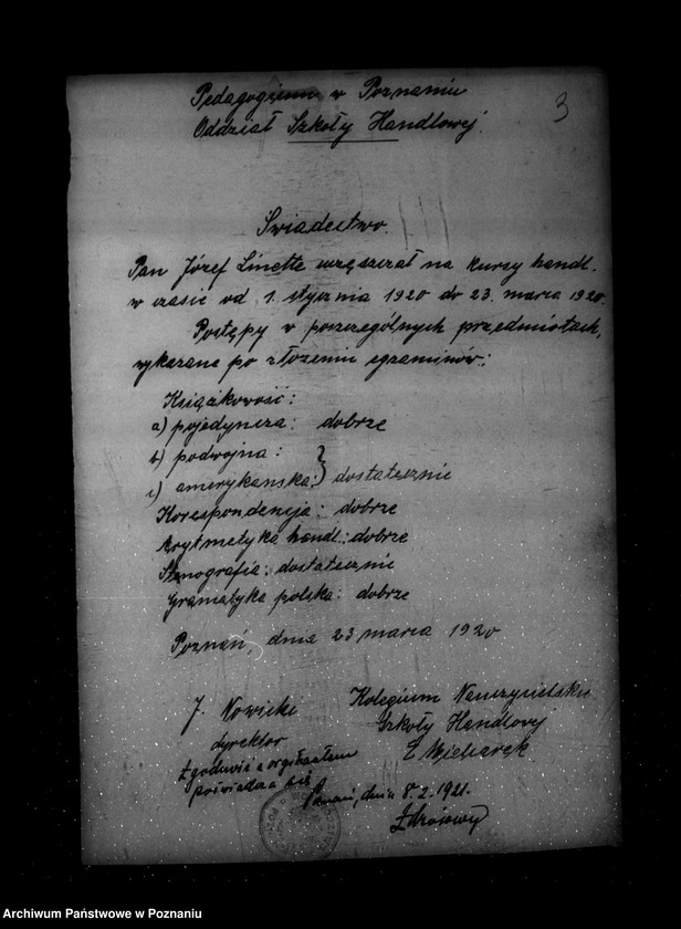 Obraz 7 z jednostki "/Podania o pracę Józef Linette /w Kasie Głównej Województwa/ Edward Nowak /w Kasie Skarbowej w Środzie/"