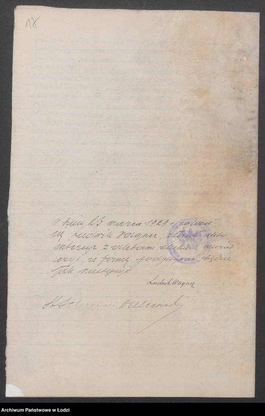 Obraz 19 z jednostki "Ludwik Wagner- właściciele Berta Wagner i Bracia Stegeman- prowadzenie farbiarni i wykończalni"