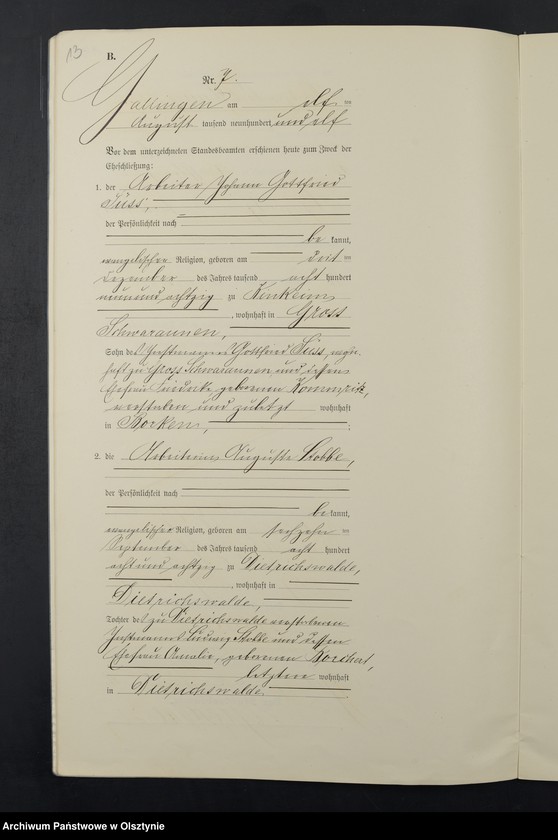 image.from.unit.number "Heiraths-Neben-Register Nr 1 - 18 [ Księga małżeństw - wtóropis ]"