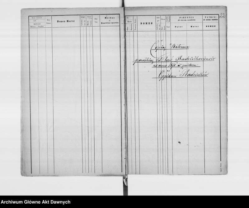 image.from.unit.number "Parafia: Radziechów. Dekanat: Busk. Kopie z ksiąg metrykalnych ur., śl., zg. dla całej parafii (miasto Radziechów i wsie)."