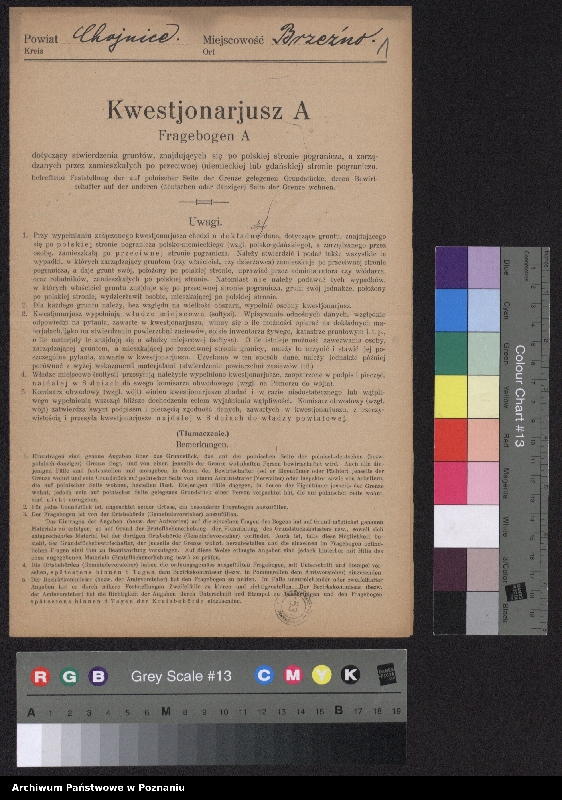 Obraz 3 z jednostki "[Kwestionariusze dotyczące stwierdzenia gruntów znajdujących się po polskiej stronie pogranicza a zarządzanych przez zamieszkałych po stronie niemieckiej] powiat chojnicki"