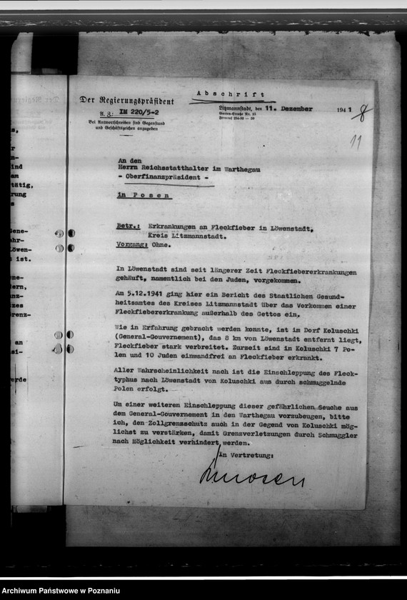 Obraz 15 z jednostki "Flecktyphus im Getto in Löwenstadt, in Zelow, Litzmannstadt (Łódź), Welun, Dobra, Pabianice. Pockenerkrankung"