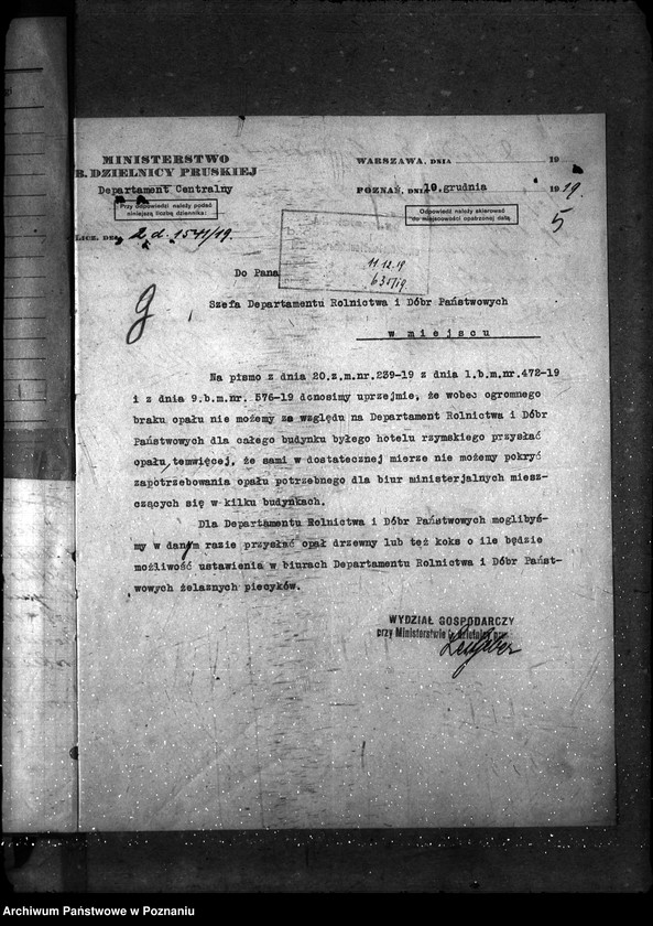 Obraz 8 z jednostki "Sprawy gospodarcze-ogólne Opał departamentu"