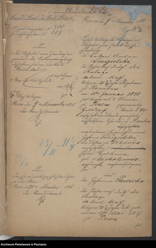 Obraz 15 z jednostki "Die von den Verlobten beigebrachten Urkunden zur Eheschliessung pro 1878"