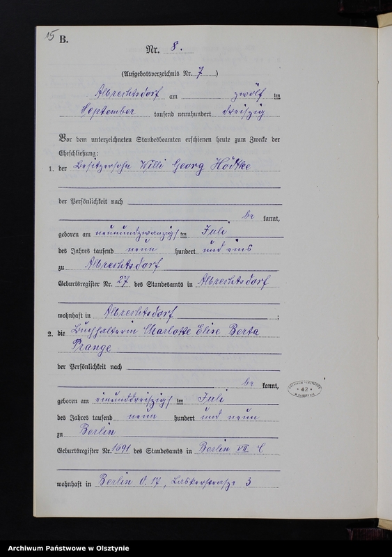 image.from.unit.number "Heiraths-Neben-Register Nr 1 - 15 [ Księga małżeństw - wtóropis ]"