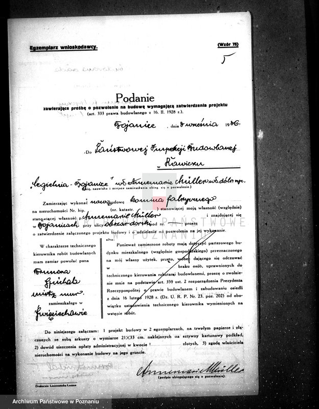 image.from.unit.number "Zatwierdzenie zakładu przemysłowego /cegielni parowej/ własność A. Mueller w Bojanicach pow. leszczyński"