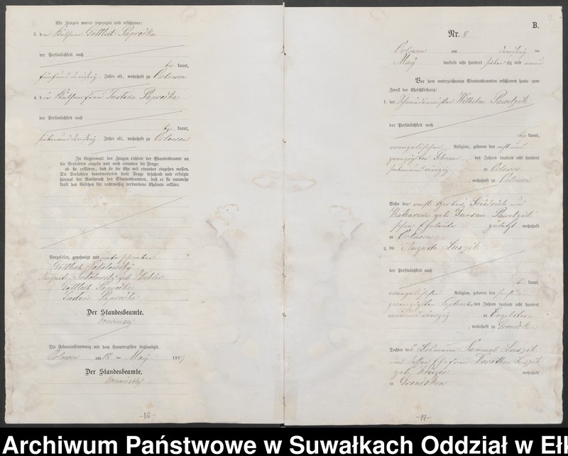 image.from.unit.number "Heiraths-Neben-Register des Preussischen Standes-Amtes Orlowen Kreis Loetzen"