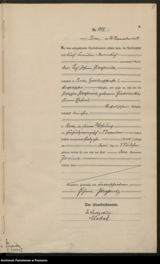 Obraz 9 z jednostki "Księga miejscowa urodzeń tom IV [Rejestr główny urodzeń]"