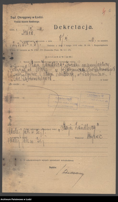 Obraz 8 z jednostki "Szaja Zandberg- sprzedaż manufaktury"