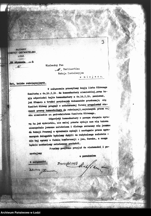 Obraz 6 z jednostki "Główny Komitet Obywatelski [Korespondencja z władzami niemieckimi dot. uregulowania należności za rekwizycje na rzecz wojska]"
