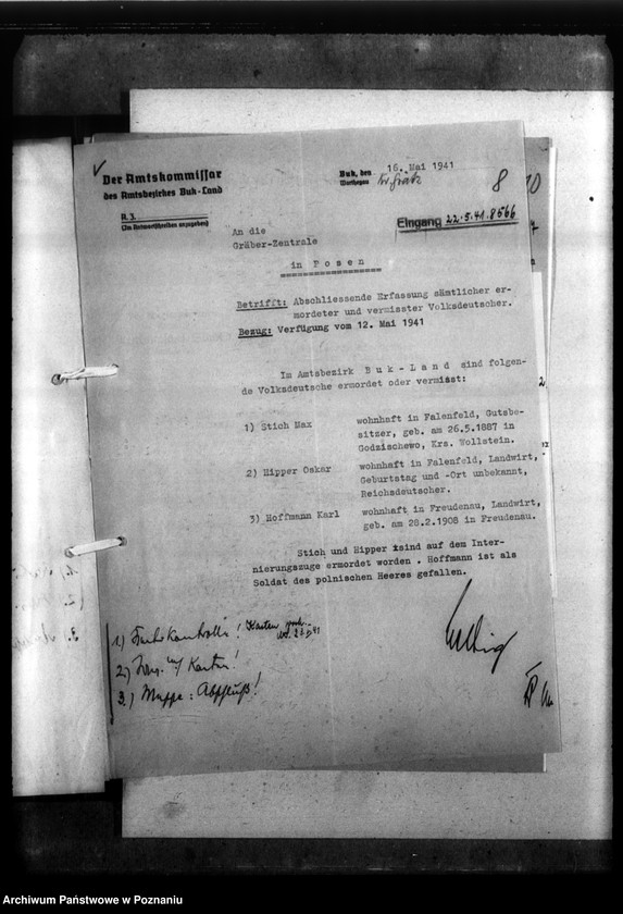 Obraz 12 z jednostki "Kreis Grätz (Grodzisk). Wykazy i korespondencja w sprawie miejscowych Niemców, którzy zginęli w 1939 roku"