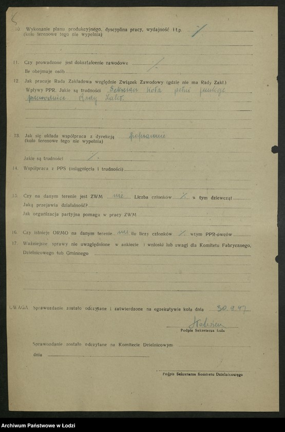 Obraz 6 z jednostki "Sprawozdania Referatu Sprawozdawczego dotyczące Plenum KC (lipiec, sierpień), wzrostu szeregów partyjnych"