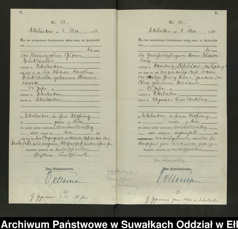 Obraz 15 z jednostki "Sterbe=Haupt=Register des Königlichen Preussischen Standes-Amtes Nikolaiken Kreis Sensburg"