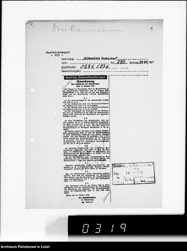 Obraz 13 z jednostki "Amtliche.Bekanntmachungen, Erzeugerhöhstpreise für Obst und Gemüse."