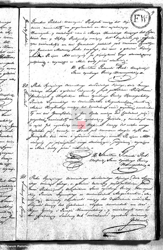 image.from.unit.number "Akta Zeszłych Gminy Krasnopolskiey R-ku 1823. Powiat Seyneński. Województwo Augstowskie."