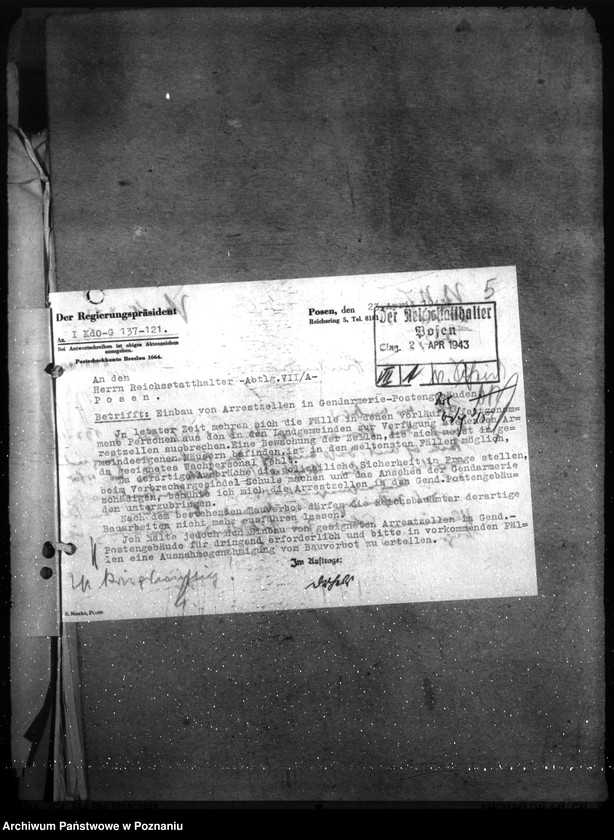 Obraz 9 z jednostki "Allgemeine Unterkunftsfrage der Polizei- und Gendarmerie im Warthegau"