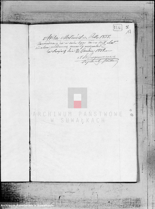 image.from.unit.number "Duplikat aktów Urodzenia, Małżeństw i Zejścia dla Filiału Ewangelicko- Augsburgskiego w mieście Serejach sporządzony na rok 1858"