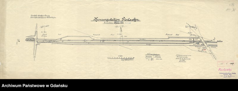 Obraz 1 z jednostki "Eisenbahn Direktion Danzig. Eisenbahnbetriebsamt 1. Dentsch Eylau. Krenzungsstation Pierlawken. Zustand vom 31.3.16"