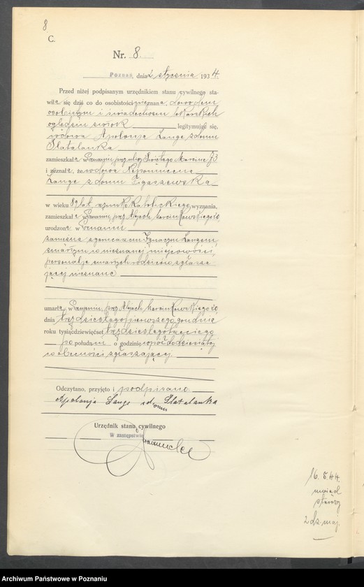 Obraz 10 z jednostki "Księga miejscowa zgonów tom I [Rejestr główny zgonów]"