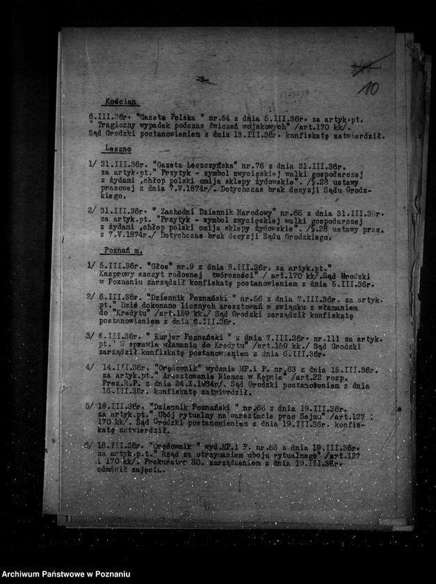 Obraz 15 z jednostki "Sprawozdania prasowe za czas od stycznia do grudnia 1936 r."