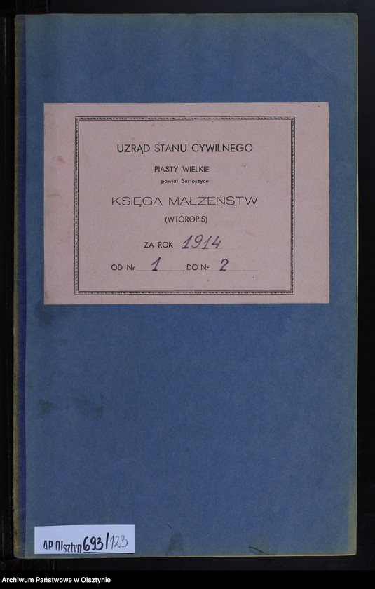 image.from.unit.number "Heiraths-Neben-Register Nr 1 - 2 [ Księga małżeństw - wtóropis ]"