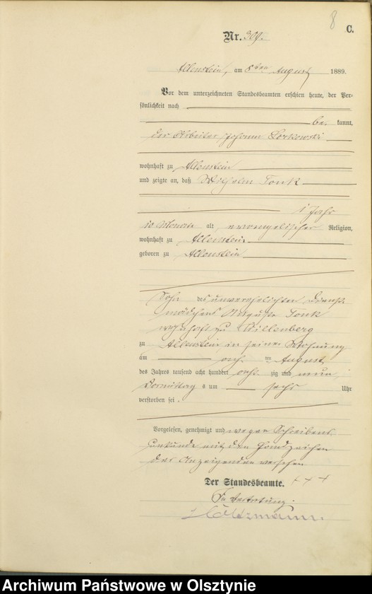 image.from.unit.number "Sterbe-=Haupt-Register Tom II,Nr 303 - 470"