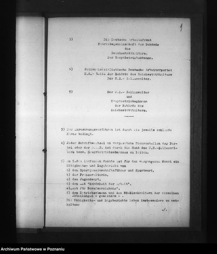 Obraz 13 z jednostki "Organizacja komórek partii NSDAP oraz Deutsche Arbeitsfront w urzędzie namiestnika raju Warty"