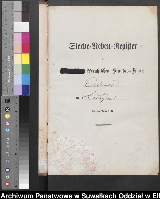 image.from.unit.number "Sterbe-Neben-Register des Preussischen Standes-Amtes Orlowen Kreis Loetzen für das Jahr 1883"