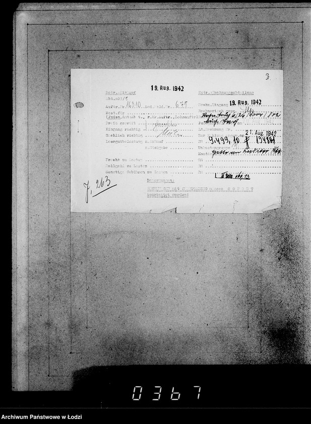 Obraz 7 z jednostki "Aufträge, [Lieferscheinen und Rechnungen] 16251-16310 [Dostawa żywności do Getta]"